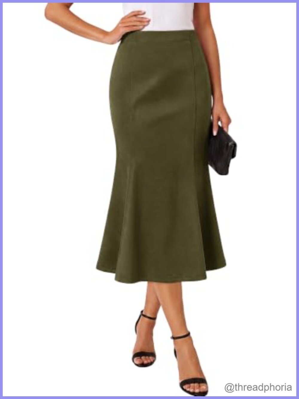 Faux Suede Mermaid Midi Skirt High Elastic Waist Fall Winter